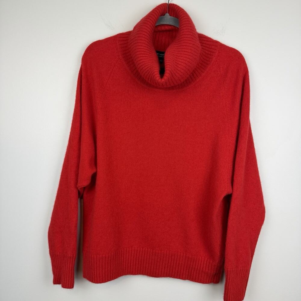 Jones New York Collection 100% Cashmere Cowl Neck Sweater Size Large Red Classic